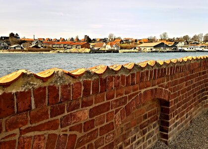 Old castle wall bricked red clinker photo