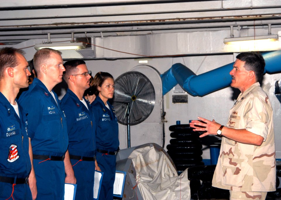 US Navy 040820-N-8704K-003 Master Chief Petty Officer of the Navy (MCPON) Terry Scott speaks to chief petty officer selectees aboard the aircraft carrier USS John F. Kennedy (CV 67)