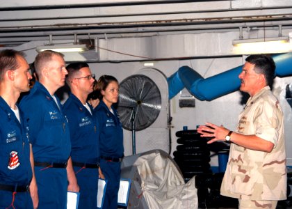 US Navy 040820-N-8704K-003 Master Chief Petty Officer of the Navy (MCPON) Terry Scott speaks to chief petty officer selectees aboard the aircraft carrier USS John F. Kennedy (CV 67) photo