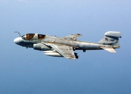 US Navy 040906-N-4374S-005 An EA-6B Prowler conducts a flight mission over the Arabian Gulf