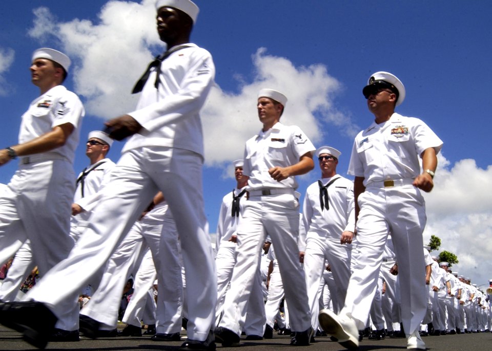 US Navy 040721-N-7293M-270 Sailors attached to Commander, Navy Region Marianas, march in formation as part of the Liberation Day parade on the U.S. territory of Guam