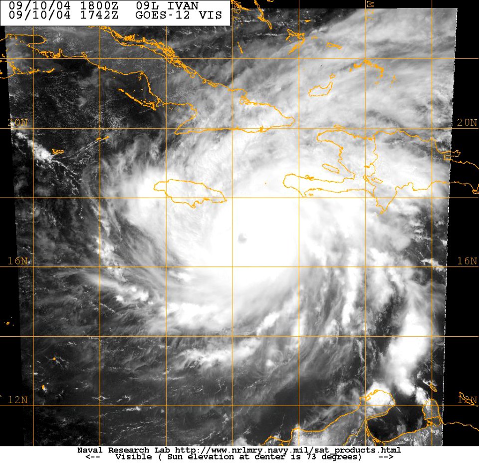 US Navy 040910-N-0000W-002 Satellite image taken from the GOES-12 satellite of Hurricane Ivan at approximately 1400 EST