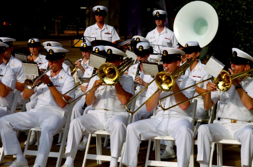 US Navy 040929-N-0295M-003 The U.S. Navy Band performs as the U.S. Navy formally welcomes Raytheon Company's Tomahawk Block IV cruise missile into the Navy's arsenal