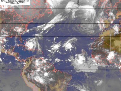 US Navy 040902-N-0000X-002 Infrared satellite image taken from the GOES-12 satellite of Hurricane Frances at approximately 0500 EST