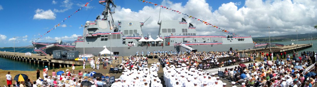US Navy 040918-N-3228G-035 The Arleigh Burke-class guided missile destroyer USS Chung-Hoon (DDG 93) shortly before the ship's commissioning ceremony held in Pearl Harbor, Hawaii