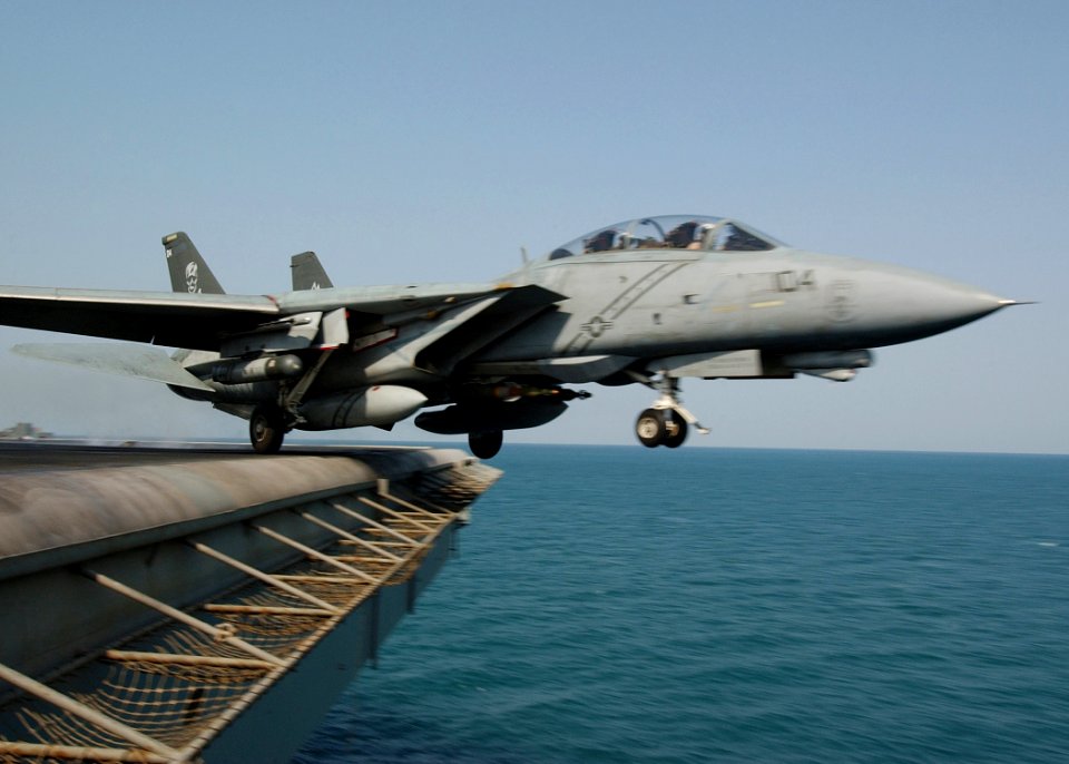 US Navy 041117-N-4374S-010 An F-14B Tomcat launches from the flight deck of USS John F. Kennedy (CV 67)