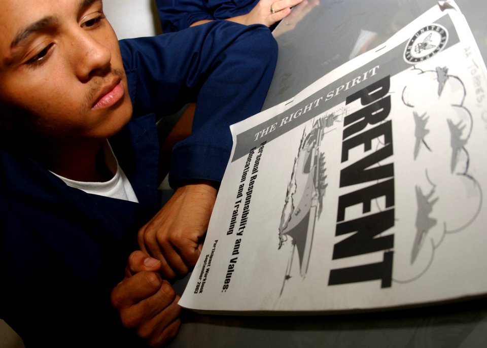 US Navy 040923-N-8158F-012 Airman Camilo Torres, of Brooklyn, N.Y., participates in a scheduled Prevent course