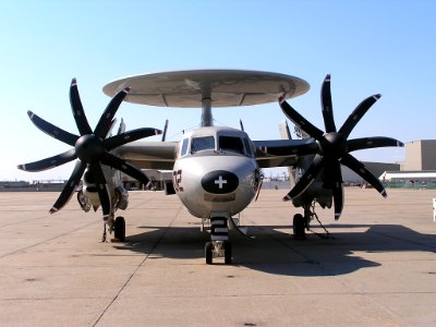 US Navy 041214-N-0000X-001 An E-2C- Hawkeye sits on the flight line on board Naval Station Norfolk, Va