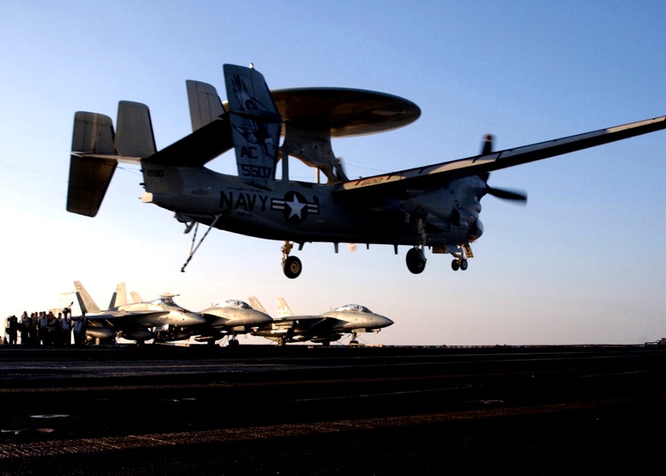 US Navy 050113-N-6363M-005 An E-2C Hawkeye prepares for an arrested recovery USS Harry S. Truman (CVN 75)