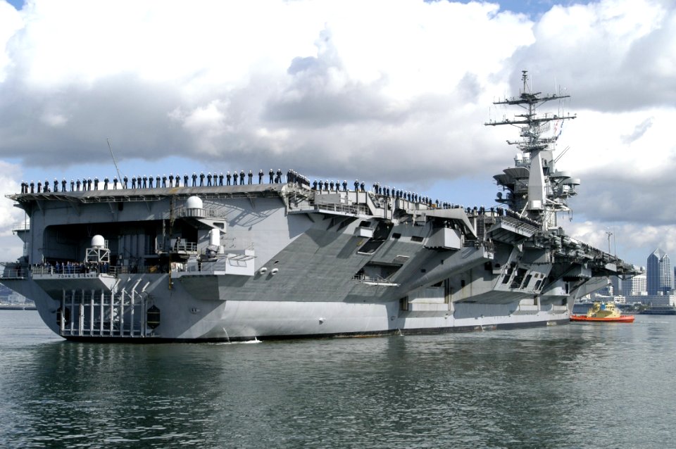 US Navy 050105-N-7281D-038 The Nimitz-class aircraft carrier USS John C. Stennis (CVN 74) departs Naval Air Station North Island, Calif., for her new homeport of Bremerton, Wash