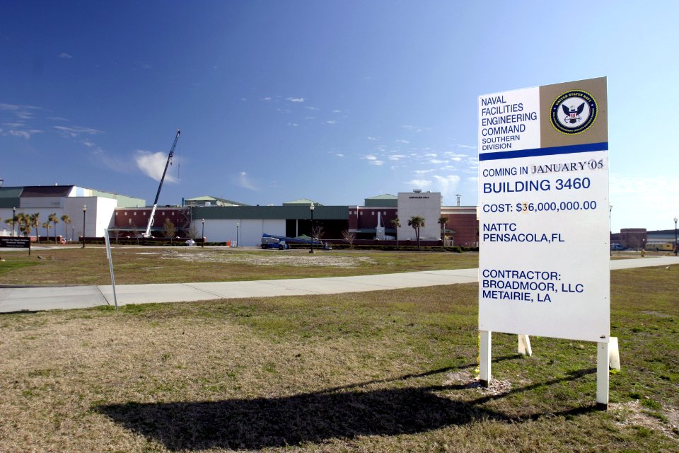 US Navy 050125-N-4204E-002 Chevalier Hall, Building 3460 at Naval Air Station Pensacola, Fla., nears it's completion of a restoration project after being devastated with heavy damage from Hurricane Ivan last September