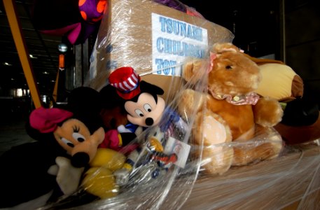 US Navy 050207-N-3642E-006 Toys donated from Military personnel stationed in Hawaii, wait aboard the High Speed Vessel Two (HSV-2) Swift prior to being handed-out to victims of the tsunami that hit Southeast Asia photo