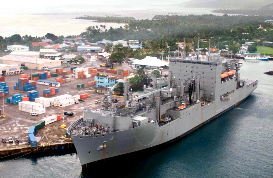 USNS Richard E. Byrd sits pierside in Upolu Samoa