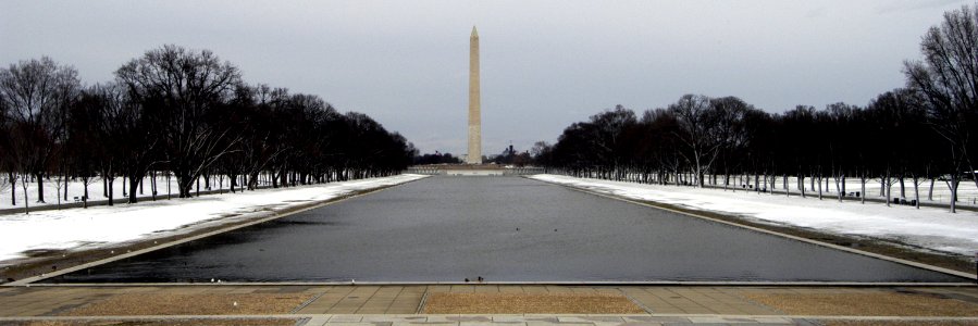 US Navy 050308-N-0295M-013 The Washington Monument sits on the end of the Lincoln Memorial Reflecting Pool on the National Mall in Washington, D.C