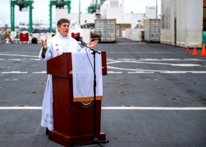 USNS Mercy Sailors Observe Easter Sunrise Service (49770775526)
