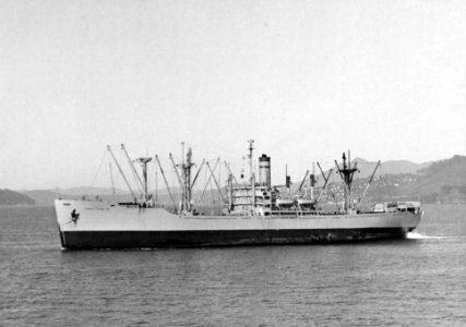 USNS Sgt. Andrew Miller (T-AK-242) riding high in ballast, circa the 1960s (NH 103616)