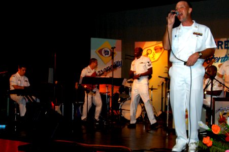 US Navy 050318-N-1194D-002 Senior Chief Musician James Malmgren of Spring Hill, Fla., sings during a concert by the U.S. Seventh Fleet Band at the Subic Bay Performing Arts Center in the Subic Bay Freeport Zone, Republic of the