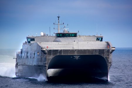 USNS Spearhead underway for sea trials. (8386190873)