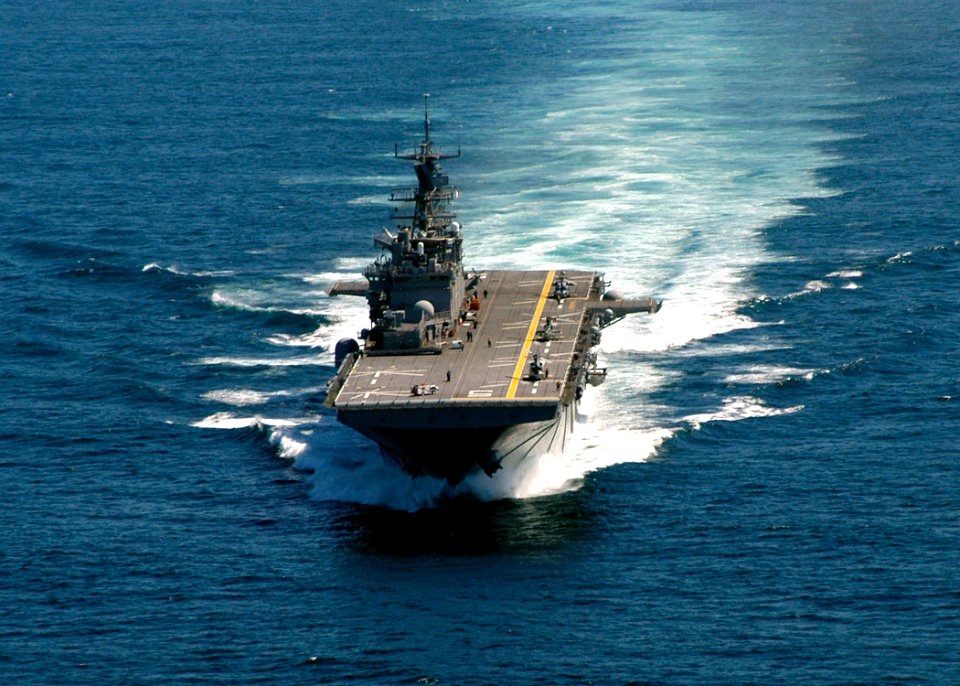 US Navy 050509-N-8154G-018 The amphibious assault ship USS Bataan (LHD 5) shown operating in the Atlantic Ocean