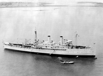USS Aroostook (CM-3) at anchor in the 1920s
