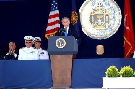 US Navy 050527-F-7379W-192 President George W. Bush delivers his remarks as part of the U.S. Naval Academy class of 2005 Graduation and Commissioning Ceremony