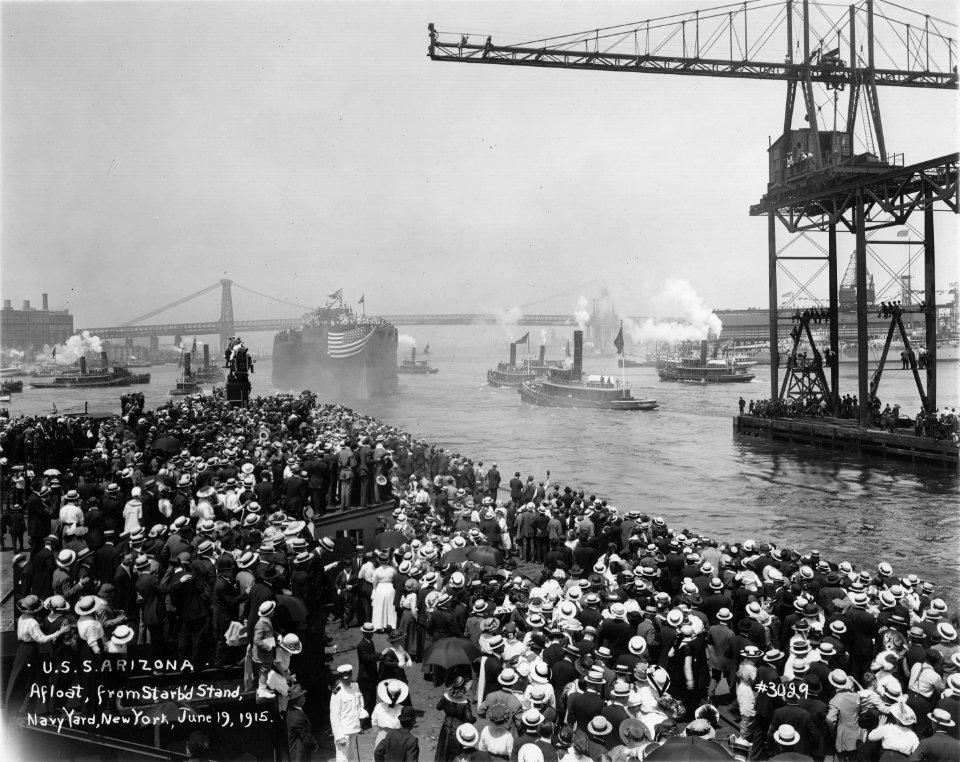 USS Arizona afloat after launch NARA 19-LC-19A-24
