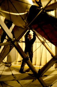 US Navy 050622-N-1397H-060 A crew member assigned to Assault Craft Unit Five (ACU-5) wipes down the propeller blade of an Landing Craft Air Cushion (LCAC)