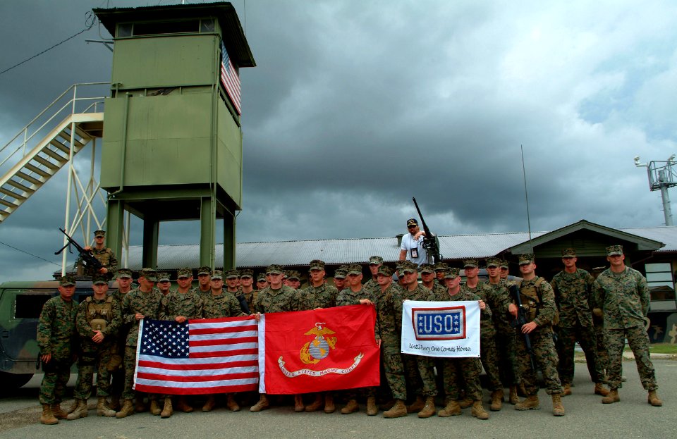 US Navy 050512-N-0962S-091 Two-time consecutive Academy of Country Music Entertainer of the Year Toby Keith poses with Guantanamo Bay's Marine Corps Security Force Detachment
