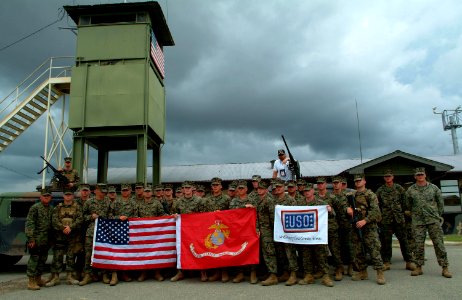 US Navy 050512-N-0962S-091 Two-time consecutive Academy of Country Music Entertainer of the Year Toby Keith poses with Guantanamo Bay's Marine Corps Security Force Detachment