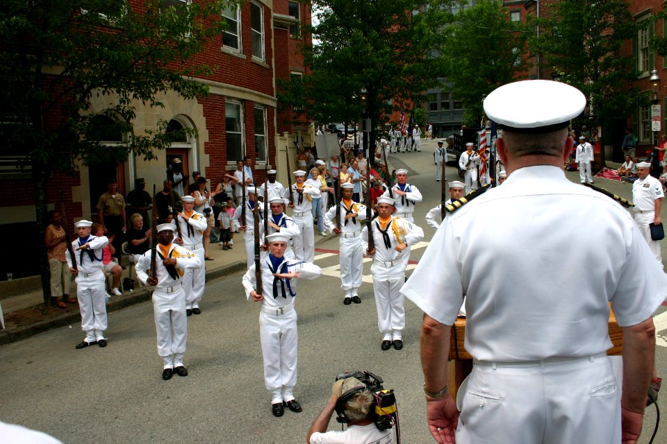 US Navy 050612-N-8110K-150 A U.S. Navy drill team performs in the streets of Boston during a parade as part of Navy Week Boston