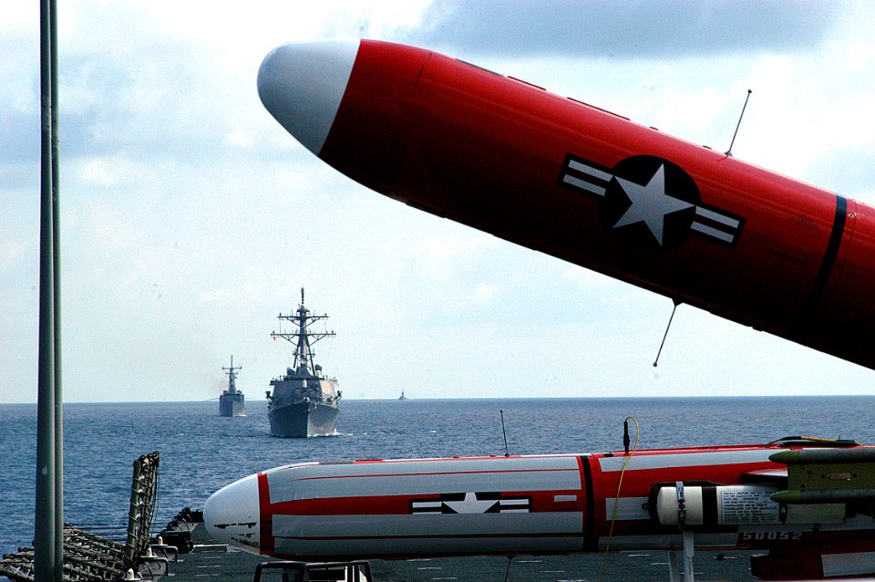 US Navy 050607-N-4104L-002 An aerial target drone is elevated to 20 degrees prior to launch from the amphibious assault ship USS Fort McHenry (LSD 43)