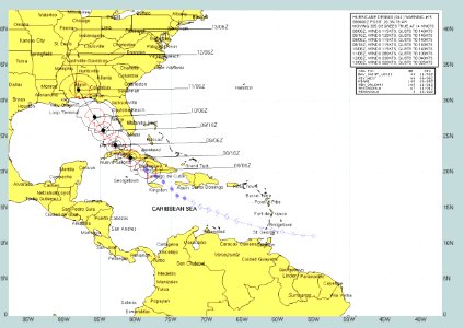 US Navy 050708-N-0000X-002 Graphic depicting the expected track of Hurricane Dennis