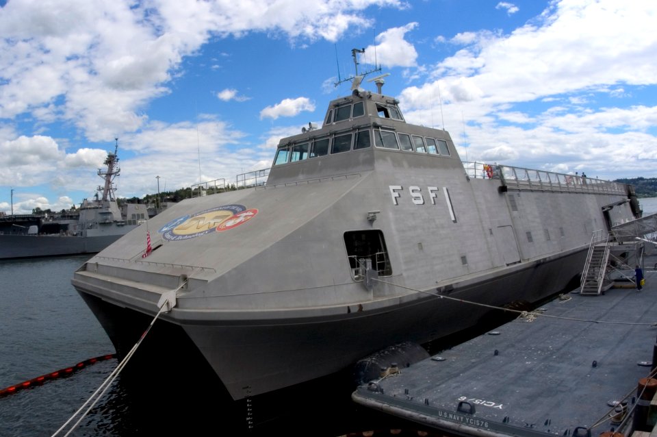 US Navy 050711-N-3390M-082 The Littoral Surface Craft-Experimental (X-Craft), christened Sea Fighter (FSF 1), currently docked on board Naval Station Everett, Wash