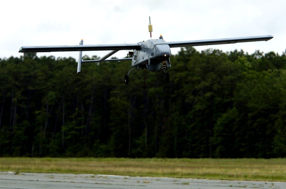 US Navy 050627-N-0295M-223 A U.S. Navy RQ-2B Pioneer Unmanned Aerial Vehicle comes in for a landing