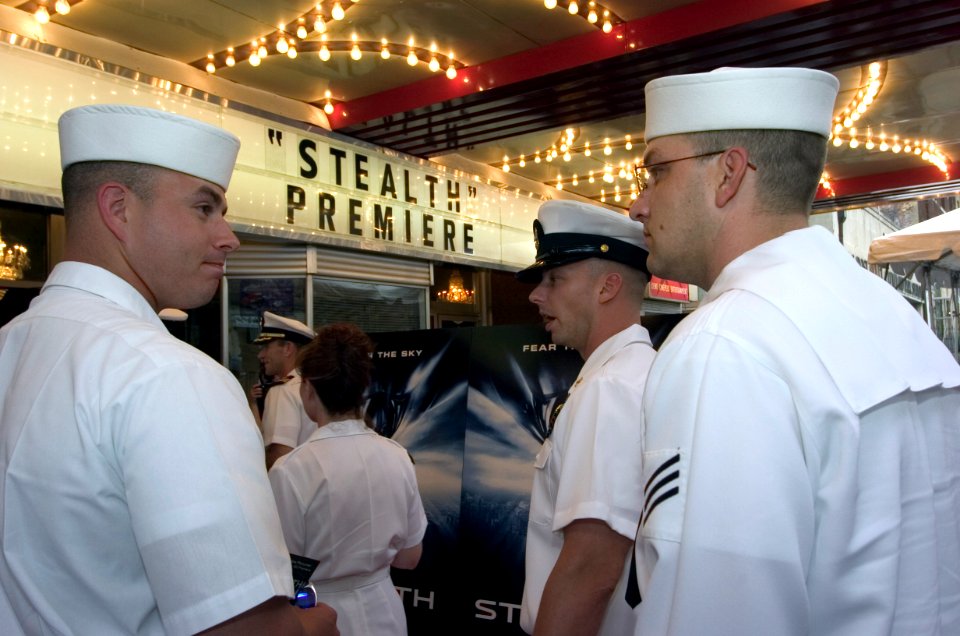 US Navy 050719-N-0295M-001 Sailors gather on the red carpet prior to entering the Loews Uptown Theater for the Washington, D.C. premier of the major motion picture, Stealth