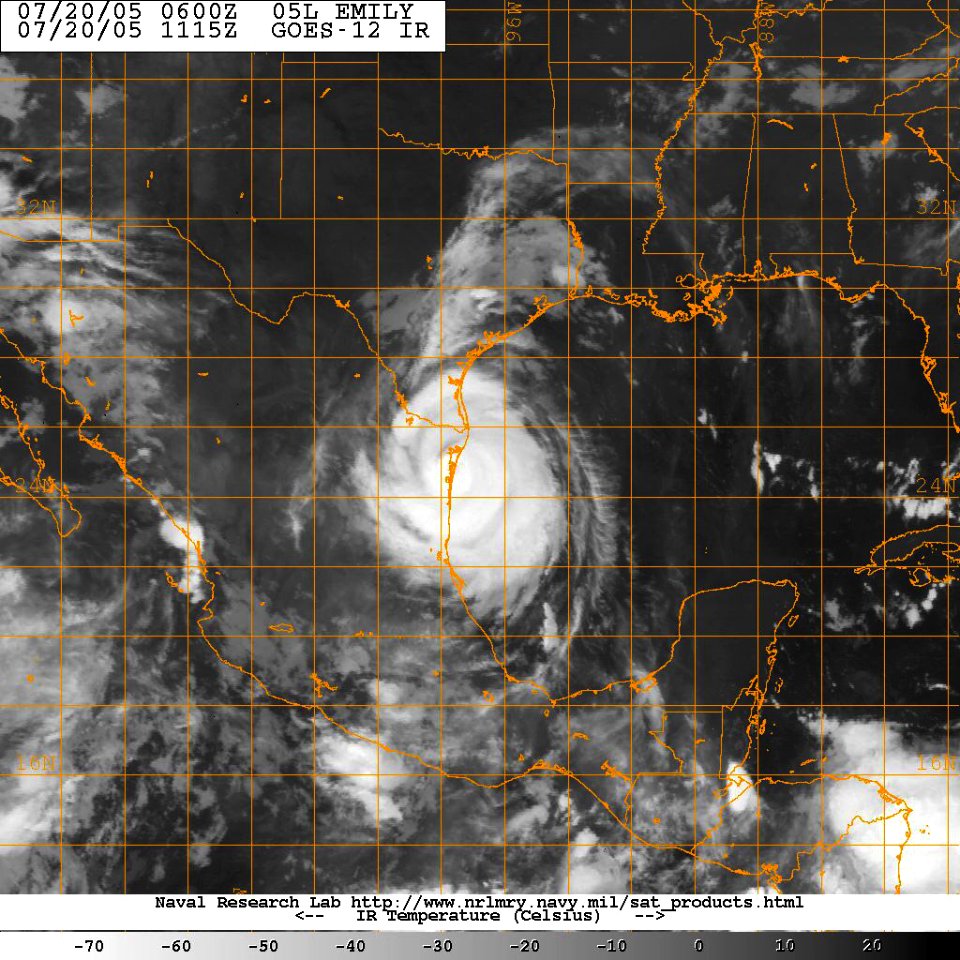 US Navy 050720-N-0000W-002 Satellite image taken from the GOES-12 satellite of Hurricane Emily