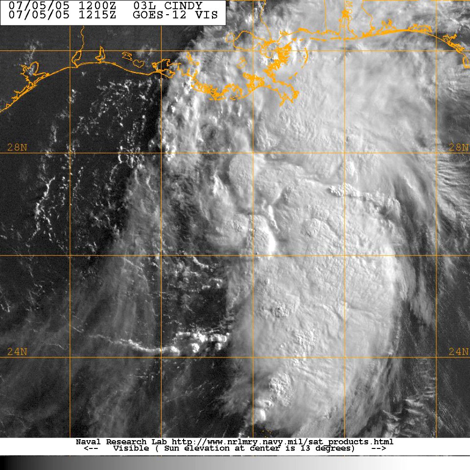 US Navy 050705-N-0000X-001 Satellite image taken from the GOES-12 satellite Tropical storm Cindy