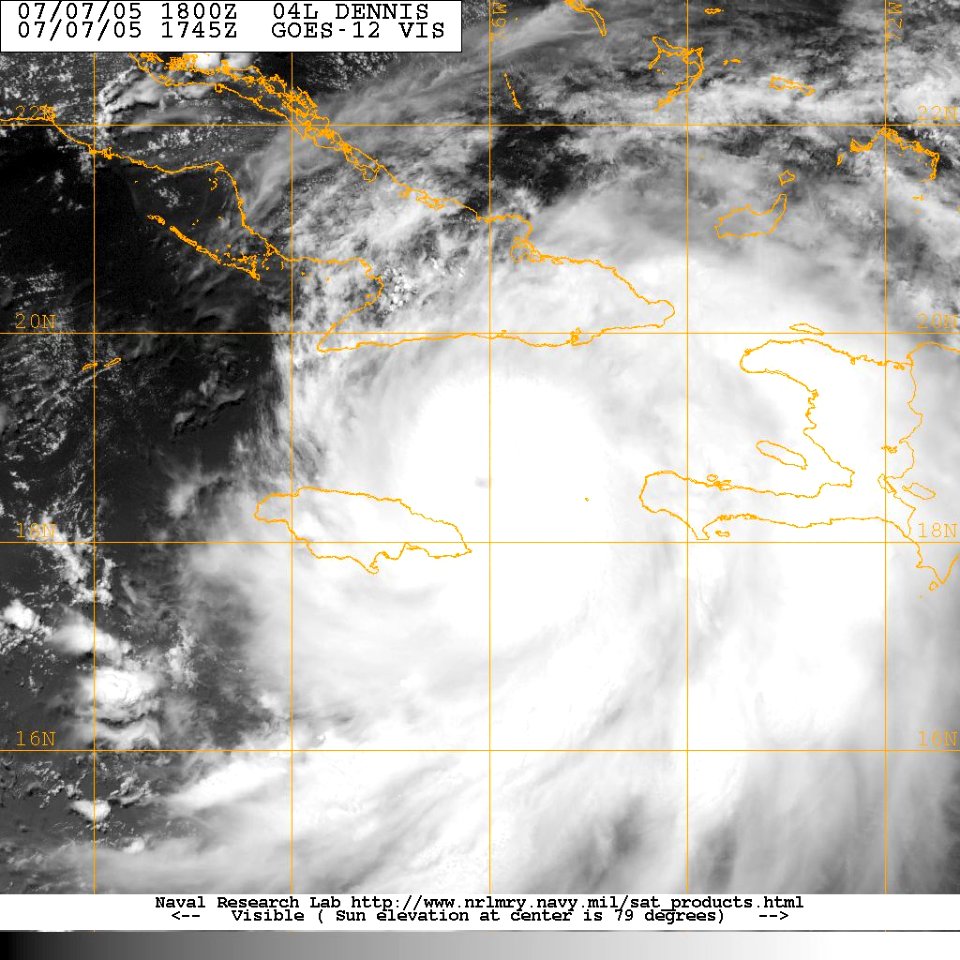 US Navy 050707-N-0000X-001 Satellite image taken from the GOES-12 satellite of Hurricane Dennis