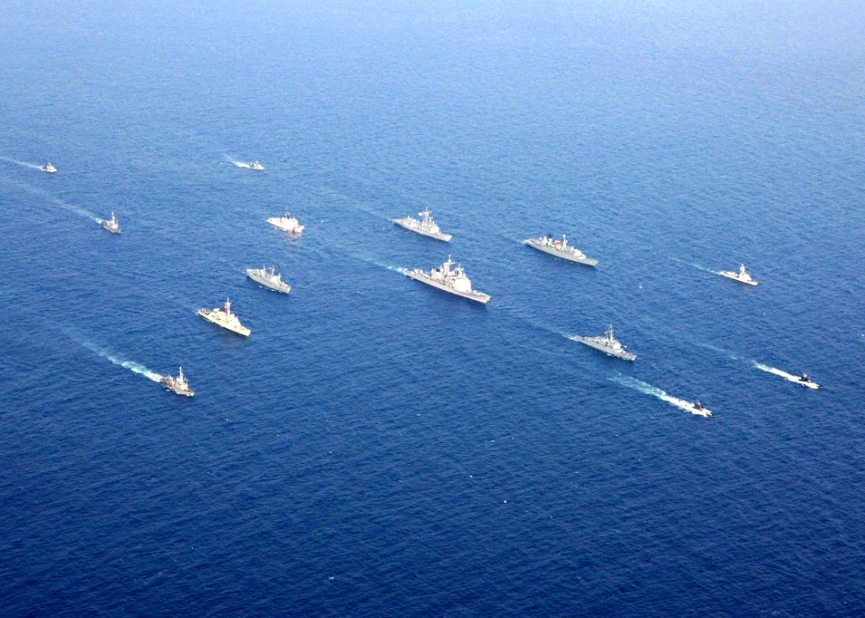 US Navy 050711-N-4374S-003 Eighteen multinational ships and two submarines underway in formation for UNITAS 46-05 Pacific Phase