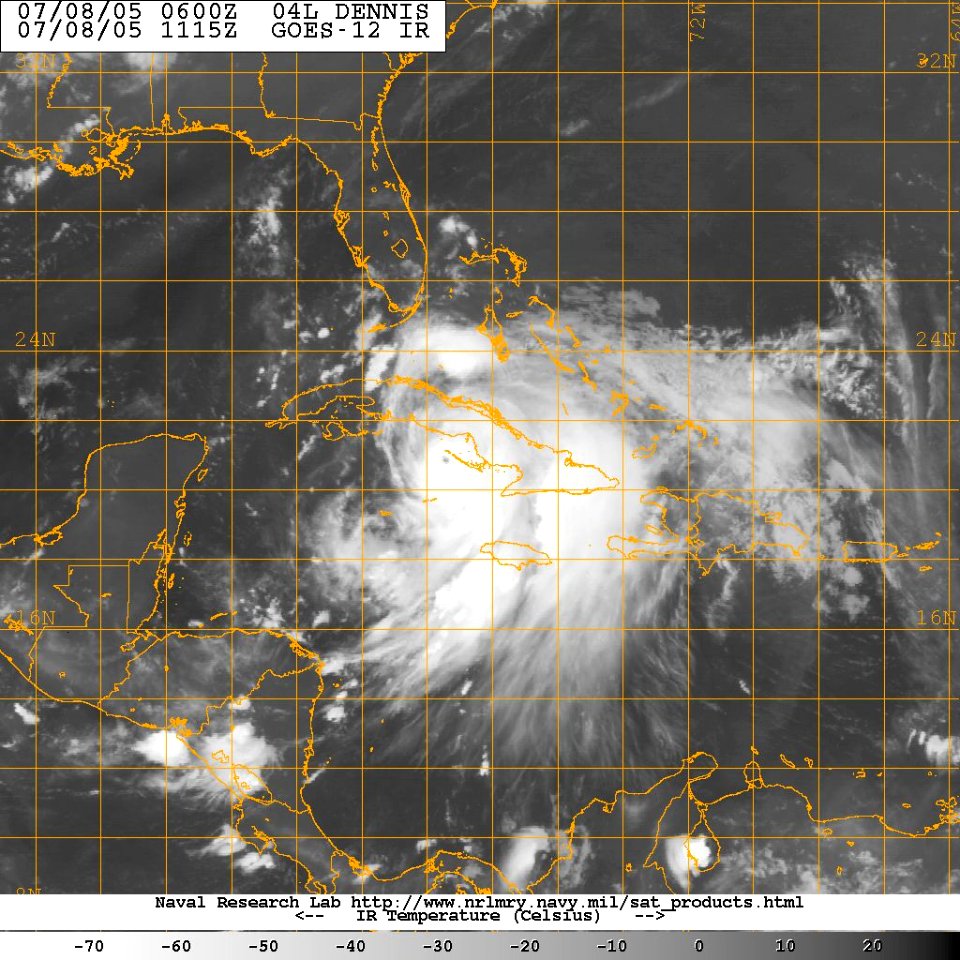 US Navy 050708-N-0000X-001 Satellite image taken from the GOES-12 satellite of Hurricane Dennis