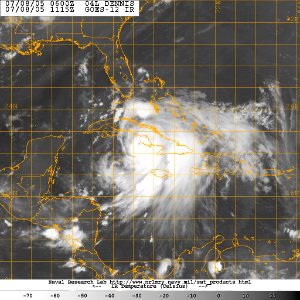US Navy 050708-N-0000X-001 Satellite image taken from the GOES-12 satellite of Hurricane Dennis