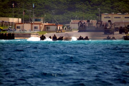 US Navy 050709-N-4772B-044 An Armored Amphibious Vehicle (AAV) assigned to the 31st Marine Expeditionary Unit (MEU) exits the beach en-route to the well deck of the amphibious dock landing ship USS Harpers Ferry (LSD 49)