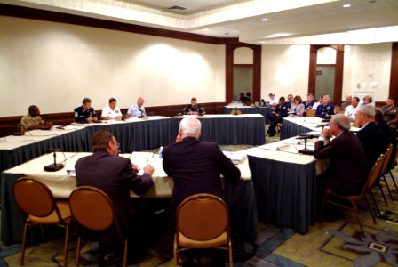 US Navy 050720-N-0962S-137 Master Chief Petty Officer of the Navy (MCPON) Terry Scott, along with his senior enlisted counterparts of the Air Force, Army, Coast Guard, and Marines, testifies before the Defense Advisory Committee