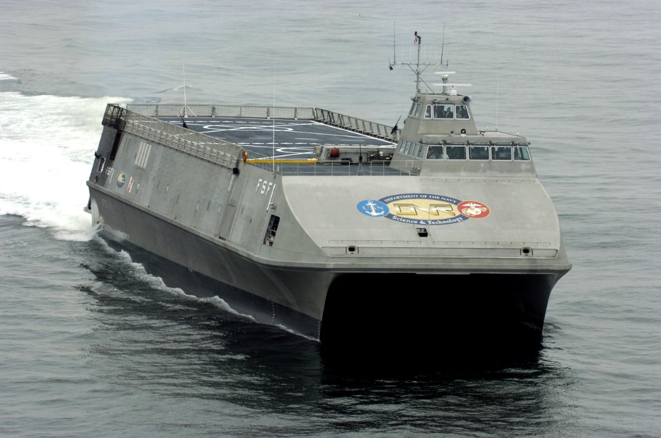 US Navy 050801-N-7676W-080 The Littoral Surface Craft-Experimental LSC(X), developed by the Office of Naval Research and christened Sea Fighter (FSF 1), arrives at her new homeport of San Diego Calif