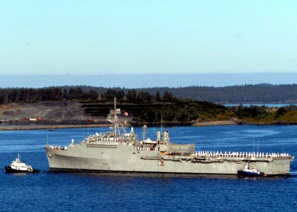US Navy 050813-N-0793G-010 The amphibious dock landing ship USS Ogden (LPD 5) arrives in Alaska for a port visit during the joint exercise Alaska Shield-Northern Edge 2005