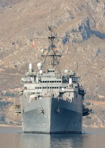 US Navy 050720-N-0780F-003 The amphibious transport dock USS Nashville (LPD 13) arrives in Souda Bay for a routine port visit. The amphibious transport dock USS Nashville (LPD 13) arrives in Souda Bay for a routine port visit