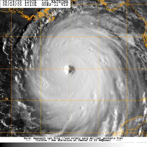 US Navy 050828-N-0000W-002 GOES-12 Satellite image of Hurricane Katrina