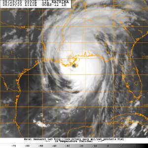 US Navy 050829-N-0000W-001 GOES-12 Satellite image of Hurricane Katrina