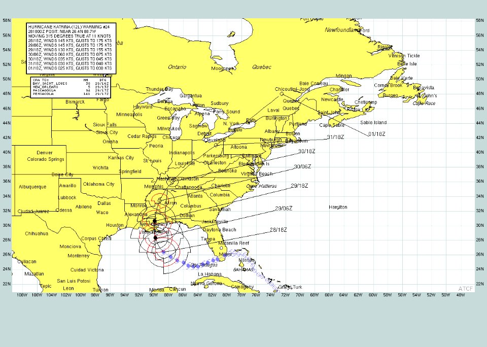 US Navy 050828-N-0000W-004 Navy graphic showing Hurricane Katrina strom track