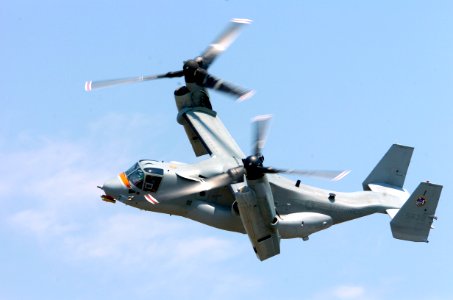 US Navy 050802-N-0295M-263 A U.S. Marine Corps MV-22 Osprey, assigned to Naval Air System Command's (NAVAIR's) V-22 Integrated Test Team (ITT), takes flight from Naval Air Station Patuxent River, Md